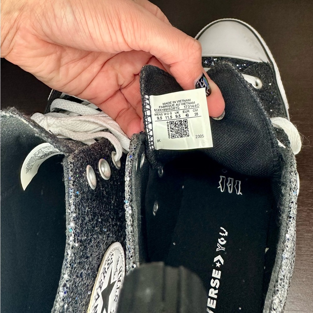 Converse Women’s Sparkly High-Top Sneakers - Black - Picture 6 of 6